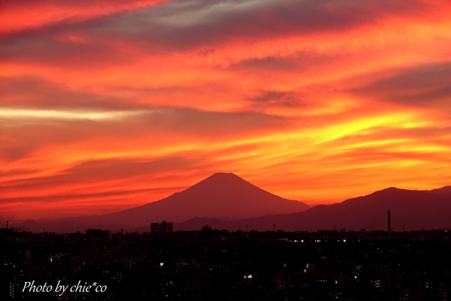 夏の夕焼け。。富士山と。。-013